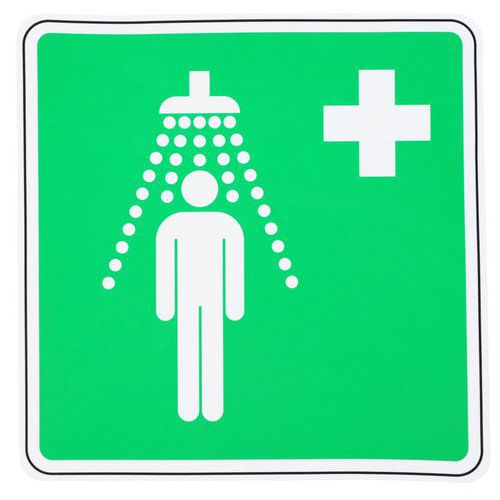 Znaki bezpieczeństwa Manutan Expert - Prysznic medyczny, folia samoprzylepna - Stół bezpieczeństwa Manutan Expert - Prysznic medyczny, folia samoprzyl