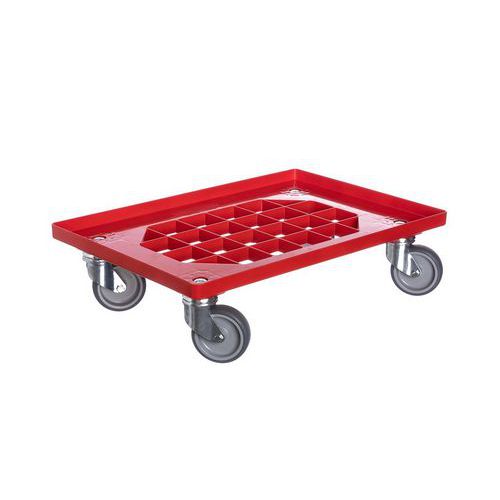 Platforma jezdna do 250 kg, dno kratowe - Platforma jezdna do 250 kg, dno kratowe, czerwona