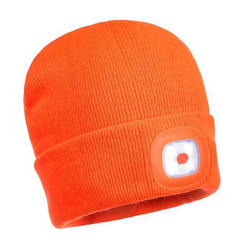 CZAPKA Z ŁADOWANĄ LAMPKĄ CZOŁOWĄ LED USB - CZAPKA Z ŁADOWANĄ LAMPKĄ CZOŁOWĄ LED USB, pomarańczowy