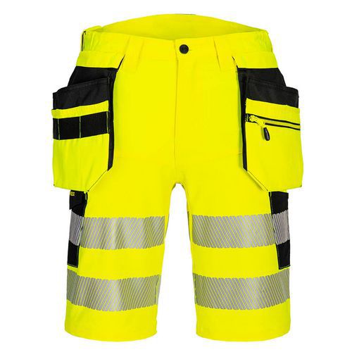 Spodenki ostrzegawcze DX4 z kaburami, czarny/żółty