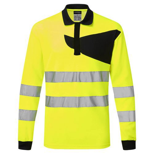 Ostrzegawcza koszulka Polo z długimi rękawami PW2, czarny/żółty - Ostrzegawcza koszulka Polo z długimi rękawami PW2, czarny/żółty, rozm.XL