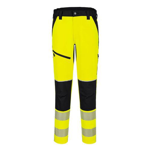 Elastyczne spodnie ostrzegawcze PW3, czarny/żółty - Elastyczne spodnie ostrzegawcze PW3, czarny/żółty, standardowe, rozm.M