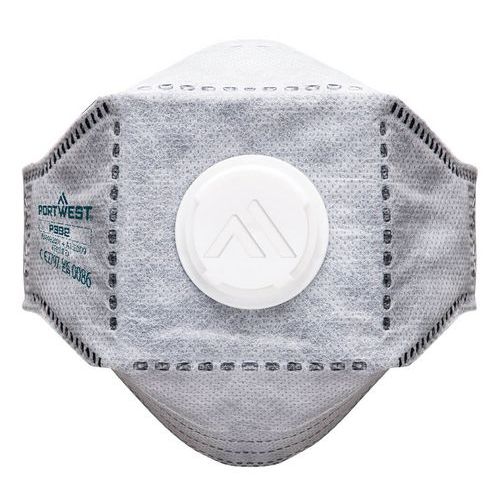 Półmaska FFP3 EAGLE składana na płasko z zaworkiem węglowym 10 sztuk - Półmaska FFP3 EAGLE składana na płasko z zaworkiem węglowym 10 sztuk, biały