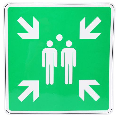 Znaki bezpieczeństwa Manutan Expert - Miejsce zbiórki, folia samoprzylepna - Stół bezpieczeństwa Manutan Expert - Miejsce spotkań, folia samoprzylepna