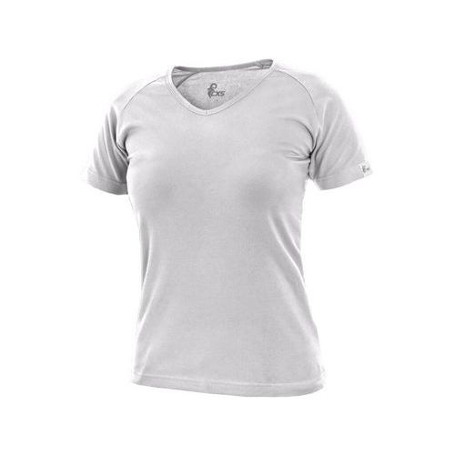 Koszulka ELLA, damska, V dekolt, krótki rękaw, kolor biały - Koszulka ELLA, damska, V dekolt, krótki rękaw, kolor biały, roz. L