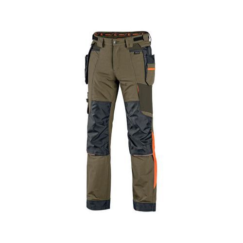 Spodnie CXS NAOS, męskie, kolor zielony, HV pomarańczowe elementy - Spodnie CXS NAOS, męskie, kolor zielony, HV pomarańczowe elementy, roz. 52