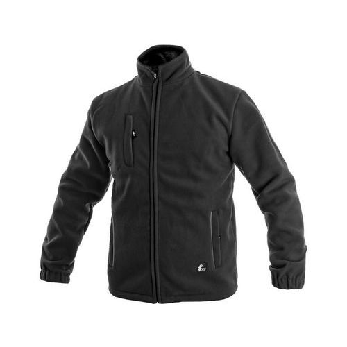 Męska bluza polarowa na zamek błyskawiczny, czarna - Kurtka męska z polaru fleece z kieszenią na piersi, rozm. XL