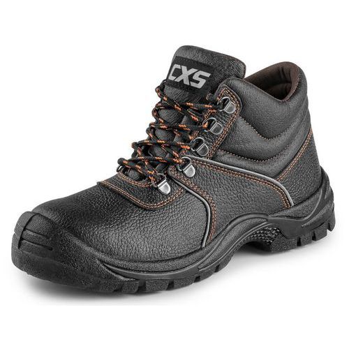 Robocze buty skórzane za kostkę CXS Stone, ze stalowym podnoskiem, czarne - Obuwie robocze skórzane za kostkę STONE ze stalowym podnoskiem i wkładką, 