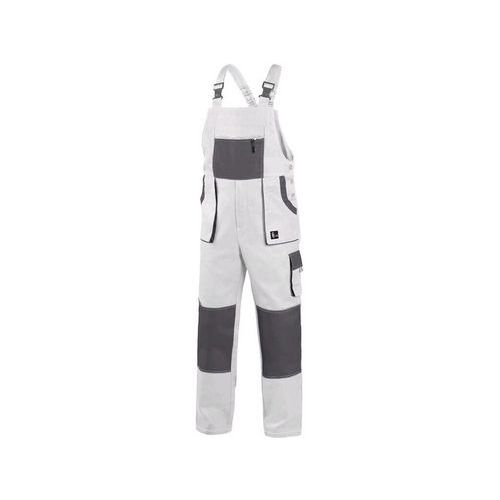 Męskie spodnie monterskie z napierśnikiem CXS, białe/szare - Męskie spodnie monterskie z napierśnikiem CXS, białe/szare, rozm. 64