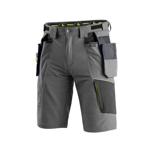 Szorty męskie CXS NAOS, szaro-czarne, dodatki HV żółte - Spodenki męskie CXS NAOS, szaro-czarne, dodatki HV żółte, rozmiar 50