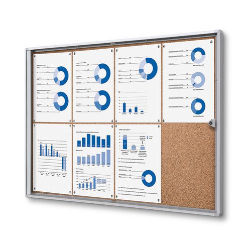 Witryna wewnętrzna Economy, tył z korka - Gablota wewnętrzna Economy, tył korkowy, 8xA4