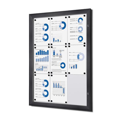 Standardowa gablota wewnętrzna zamykana na klucz, antracyt - Standardowa gablota wewnętrzna zamykana na klucz, antracyt, 9xA4