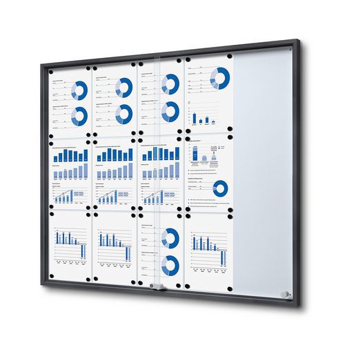 Witryna wewnętrzna SLIM, drzwi przesuwne ze szkła, tył metalowy w kolorze antracytowym - Witryna wewnętrzna SLIM, drzwi przesuwne ze szkła, tył metalo