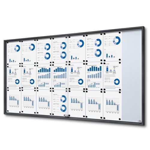 Witryna wewnętrzna SLIM, drzwi przesuwne ze szkła, tył metalowy w kolorze antracytowym - Witryna wewnętrzna SLIM, drzwi przesuwne ze szkła, tył metalo