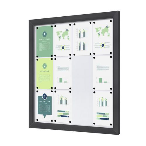 Zewnętrzna gablota zamykana na klucz Slim, antracytowa - Zewnętrzna gablota zamykana na klucz Slim, antracytowa, 12xA4