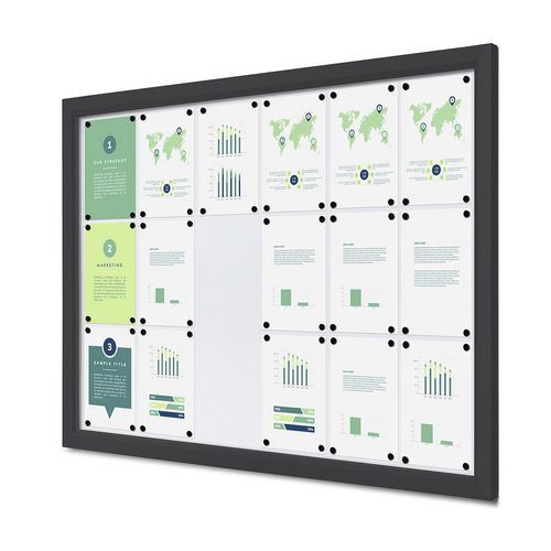 Zewnętrzna gablota zamykana na klucz Slim, antracytowa - Zewnętrzna gablota zamykana na klucz Slim, antracytowa, 18xA4