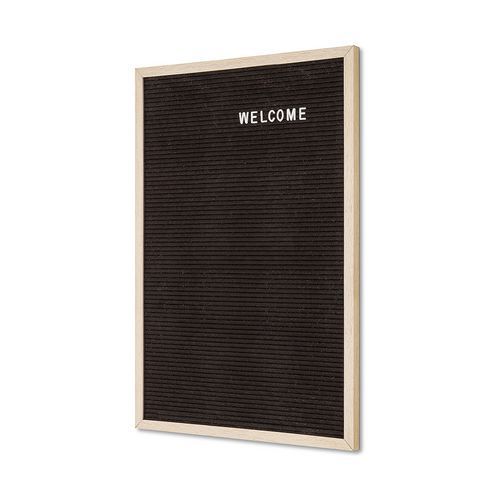 Czarna tablica na litery, brązowa rama, litery wsuwane - Czarna tablica na listy, brązowa rama, litery nasuwane, 40x60 cm