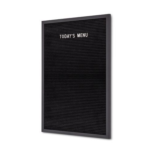 Czarna tablica na litery, brązowa rama, litery wsuwane - Czarna tablica na listy, czarna rama, litery nasuwane, 40x60 cm