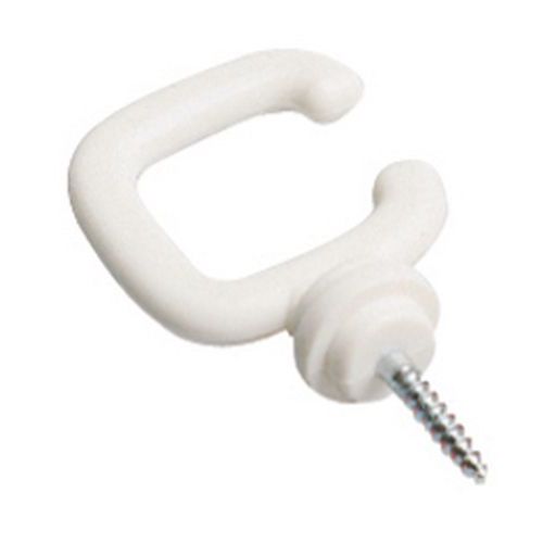 Haki przykręcane do łańcuszka barierowego z tworzywa sztucznego - Hak przykręcany do zabezpieczenia łańcucha z tworzywa sztucznego, kolor biały