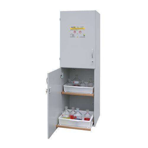 Szafki na kwasy i zasady StoreLAB SLS, 600 x 600 x 1935 mm, 2 przedziały, 4 półki - Szafka na kwasy i zasady StoreLAB SLS, 600 x 600 x 1935 mm, 2 prze