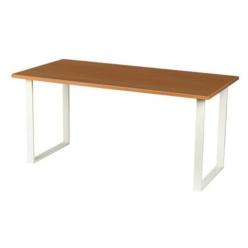 Stoły biurowe Viva Square, wersja prosta, nogi białe, buk - Stół biurowy Viva Square, 160 x 80 x 75 cm, wersja prosta, nogi białe, buk