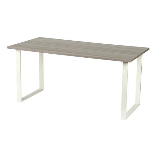 Stoły biurowe Viva Square, wersja prosta, nogi białe, dąb oyster - Stół biurowy Viva Square, 140 x 80 x 75 cm, wersja prosta, nogi białe, dąb oyster