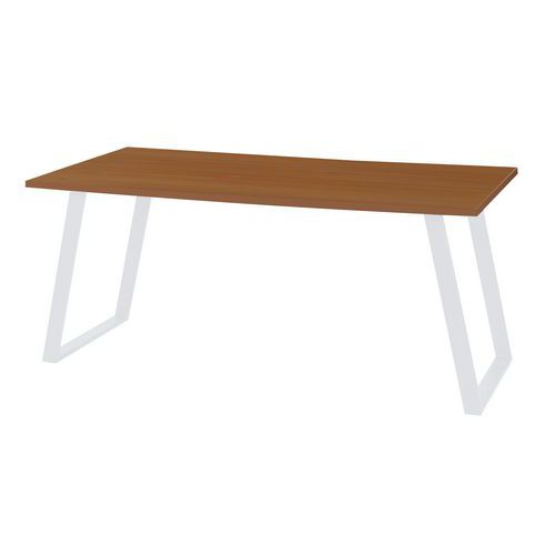 Stoły biurowe Viva Shape, wersja prosta, nogi białe, buk - Stół biurowy Viva Shape, 140 x 80 x 75 cm, wersja prosta, nogi białe, buk