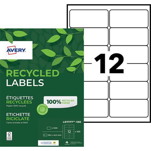 Etykiety samoprzylepne Avery, z recyklingu - Etykiety samoprzylepne Avery, z recyklingu, 99,1 x 42,3 mm