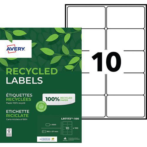 Etykiety samoprzylepne Avery, z recyklingu - Etykiety samoprzylepne Avery, z recyklingu, 99,1 x 57 mm