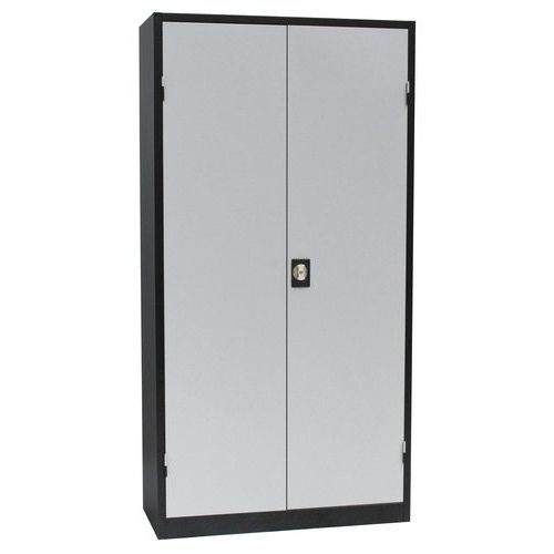 Metalowe wysokie szafy aktowe Manutan Expert 2000, 195 x 100 x 45 cm - Metalowa wysoka szafa aktowa Manutan Expert 2000, 195 x 100 x 45 cm, czarna/sza