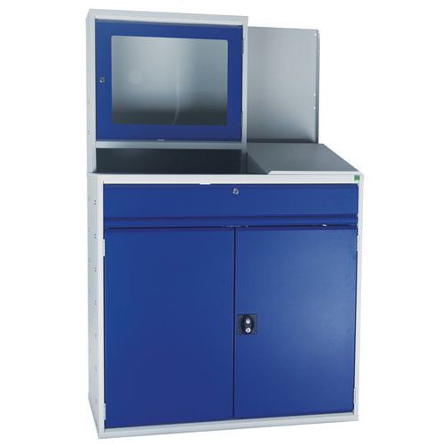 Stanowisko komputerowe Bott, 165 x 105 x 55 cm - Stacja robocza komputerowa Bott, 165 x 105 x 55 cm, szaro-niebieska