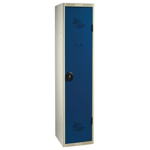 Szafy ubraniowe Acial, 1 komora, 400 mm, zamek obrotowy - Szafa ubraniowa Acial, 1 komora, 400 mm, szara/niebieska, obrotowe zamknięcie