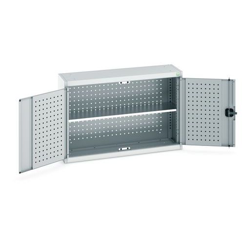 Szafki wiszące Bott Cubio z panelami perforowanymi, 1 półka - Szafka wisząca Bott Cubio z panelami perforowanymi, 1 półką, 70 x 105 x 32,5 cm, szaro-s