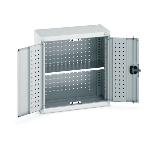 Szafki wiszące Bott Cubio z panelami perforowanymi, 1 półka - Szafki wiszące Bott Cubio z panelami perforowanymi, 1 półka, 70 x 65 x 32,5 cm, szaro-sz