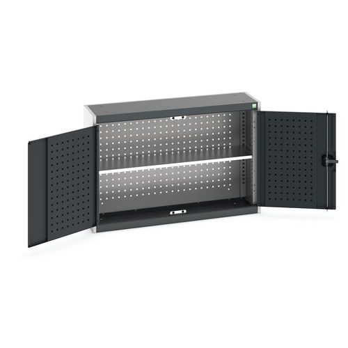 Szafki wiszące Bott Cubio z panelami perforowanymi, 1 półka - Szafka wisząca Bott Cubio z panelami perforowanymi, 1 półką, 70 x 105 x 32,5 cm, szaro-a