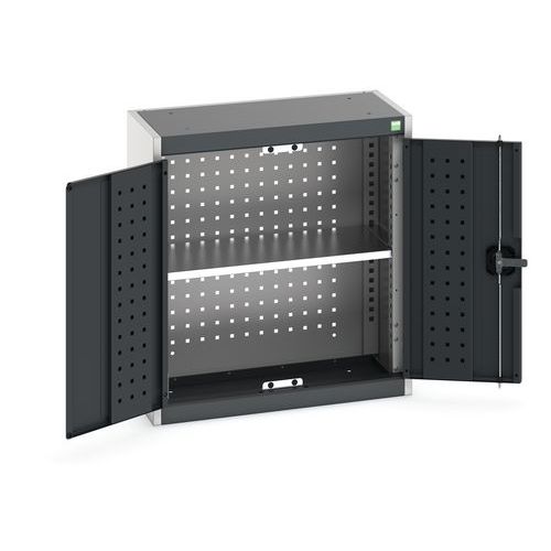 Szafki wiszące Bott Cubio z panelami perforowanymi, 1 półka - Szafki wiszące Bott Cubio z panelami perforowanymi, 1 półka, 70 x 65 x 32,5 cm, szaro-an