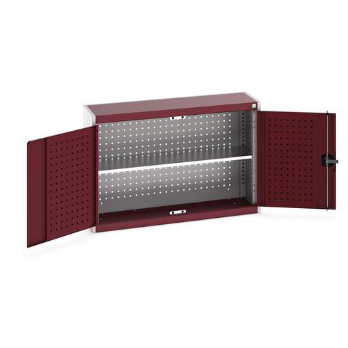 Szafki wiszące Bott Cubio z panelami perforowanymi, 1 półka - Szafka wisząca Bott Cubio z panelami perforowanymi, 1 półką, 70 x 105 x 32,5 cm, szaro-c