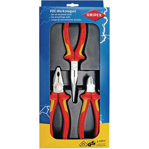 Zestaw szczypiec izolowanych Knipex 1000 V VDE, 3 szt Zestaw szczypiec izolowanych Knipex 1000 V VDE, 3 szt