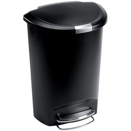 Plastikowy kosz na śmieci z pedałem półksiężyc – 50 l - Plastikowy kosz na śmieci z pedałem półksiężyc 50 l czarny