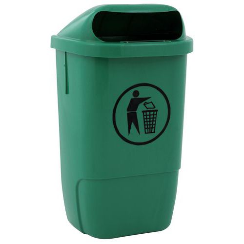 Plastikowy zewnętrzny kosz na śmieci – 50 l - Plastikowy zewnętrzny kosz na śmieci wysokość 74 cm zielony
