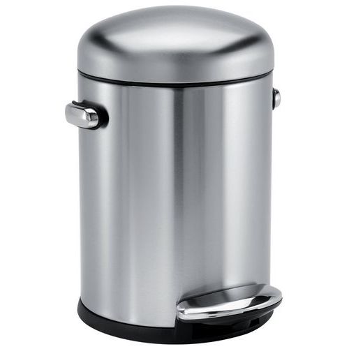Kosz na śmieci mini Round Retro Step Can 4,5 l – Simplehuman - Kosz na śmieci mini Round Retro Step Can 4,5 l matowa stal nierdzewna STDD