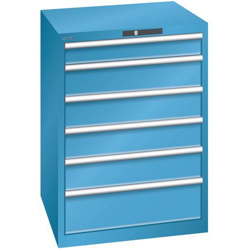 Szafki warsztatowe LISTA z szufladami, nośność od 75 do 200 kg, 717 x 725 mm - Szafka warsztatowa LISTA, 6 szuflad, nośność 200 kg, 717x725 mm, otwier