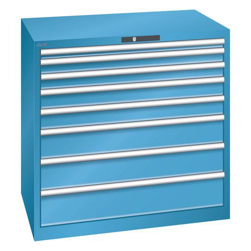 Szafki warsztatowe LISTA z szufladami, nośność 75-200 kg, 1023x725 mm - Szafka warsztatowa LISTA, 6 szuflad, nośność 75 kg, 1023 x 725 mm, otwieranie 