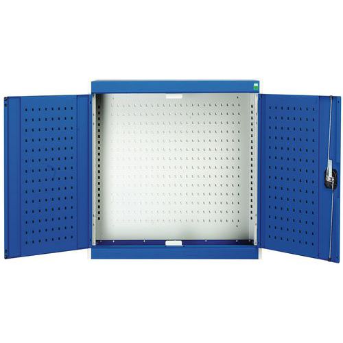 Szafki wiszące Bott Cubio z panelami perforowanymi - Szafka wisząca Bott Cubio, ścianka tylna perforowana, 100 x 105 x 32,5 cm, szaro-niebieska