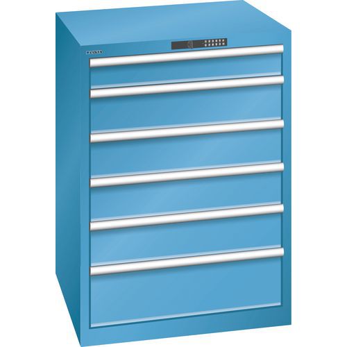 Szafki warsztatowe LISTA z szufladami, nośność od 75 do 200 kg, 717 x 725 mm - Szafka warsztatowa LISTA, 6 szuflad, nośność 200 kg, 717x725 mm, otwier