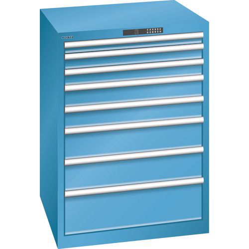 Szafki warsztatowe LISTA z szufladami, nośność od 75 do 200 kg, 717 x 725 mm - Szafka warsztatowa LISTA, 8 szuflad, nośność 200 kg, 717x725 mm, otwier