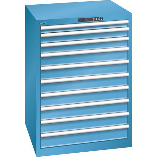 Szafki warsztatowe LISTA z szufladami, nośność od 75 do 200 kg, 717 x 725 mm - Szafka warsztatowa LISTA, 10 szuflad, nośność 75 kg, 717 x 725 mm, otwi