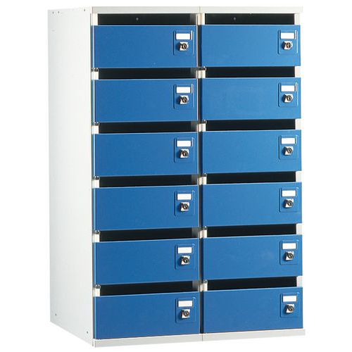 Skrzynki pocztowe, niebiesko-szare - Skrzynka pocztowa, 12 pudełek, niebiesko-szara
