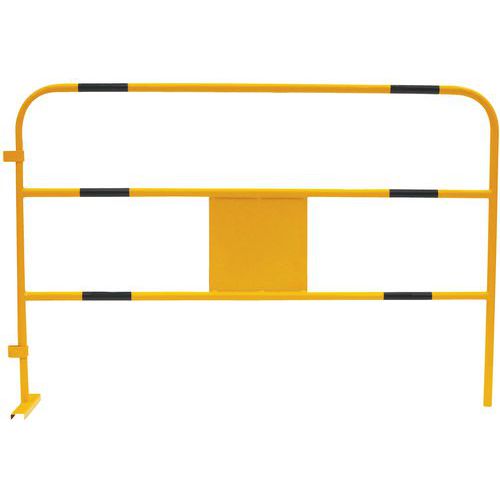 Metalowe barierki mobilne Manutan Expert, długość 150 cm - Barierka metalowa przenośna Manutan Expert, długość 150 cm, czarna/żółta