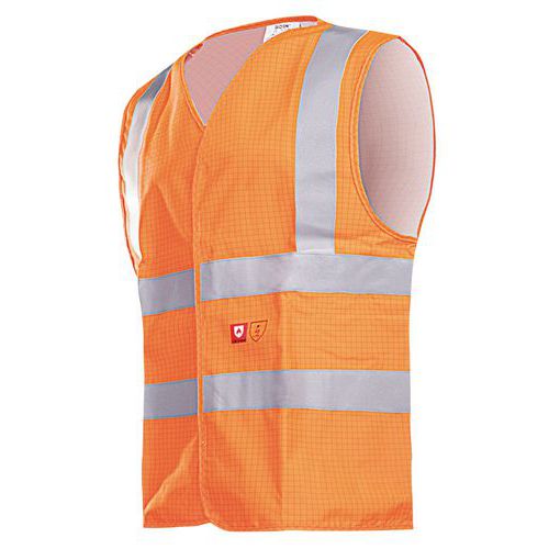Kamizelka odblaskowa HELLISSAN - Ognioodporna/antystatyczna kamizelka HV XL pomarańczowa.